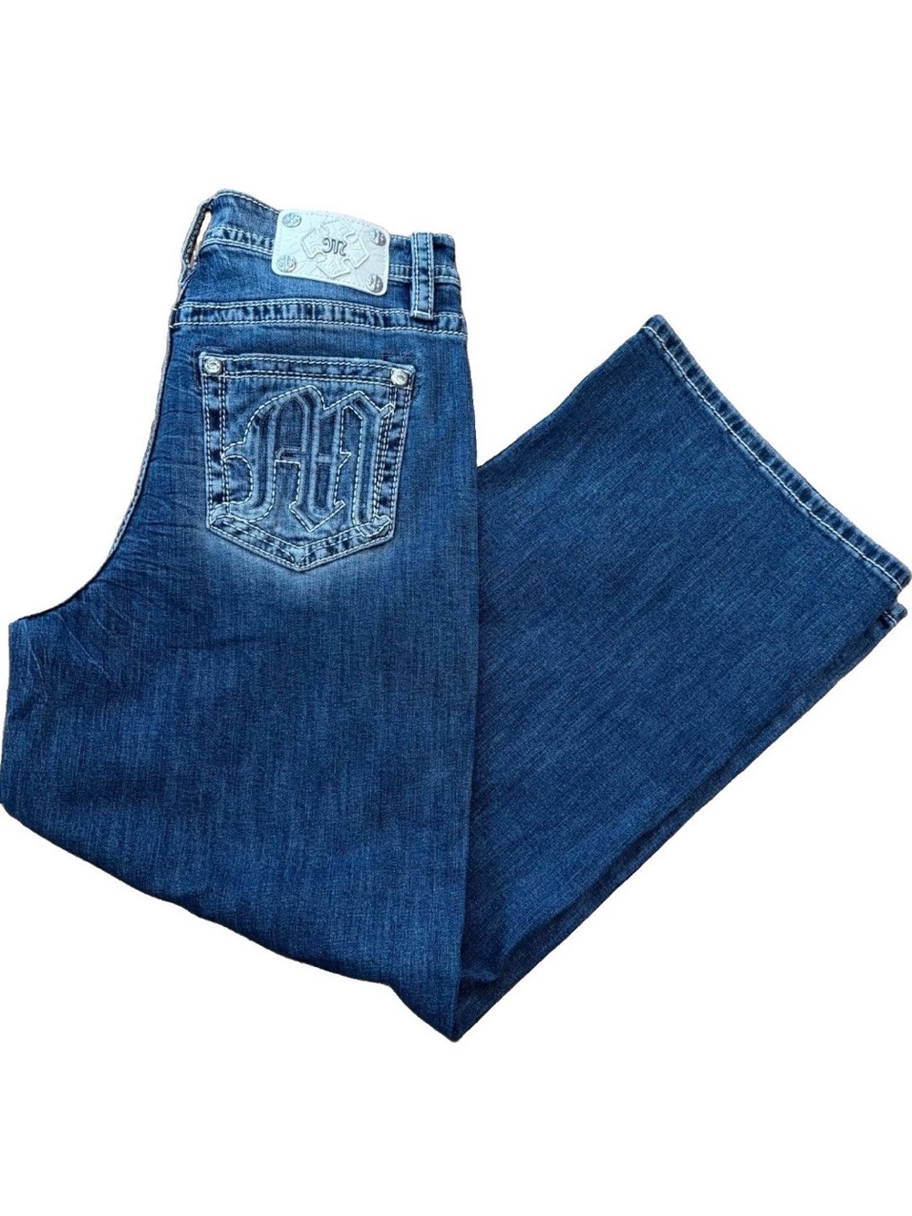 Miss Me Men’s High Rise Wide Leg Embroidered Jeans - 33x30